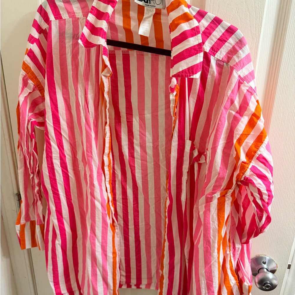 Beach Riot Pink and Orange Striped Coverup